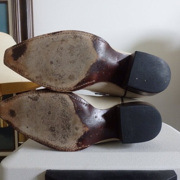 Frye Daisy Duke Beige All leather cowboy boots size 10 - Picture 4 of 8